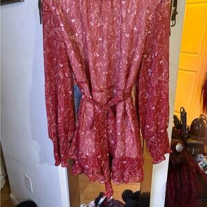 Too Fast Red Floral Long Sleeve Dress